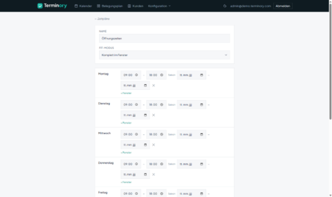 screenshot zeitplan konfiguration